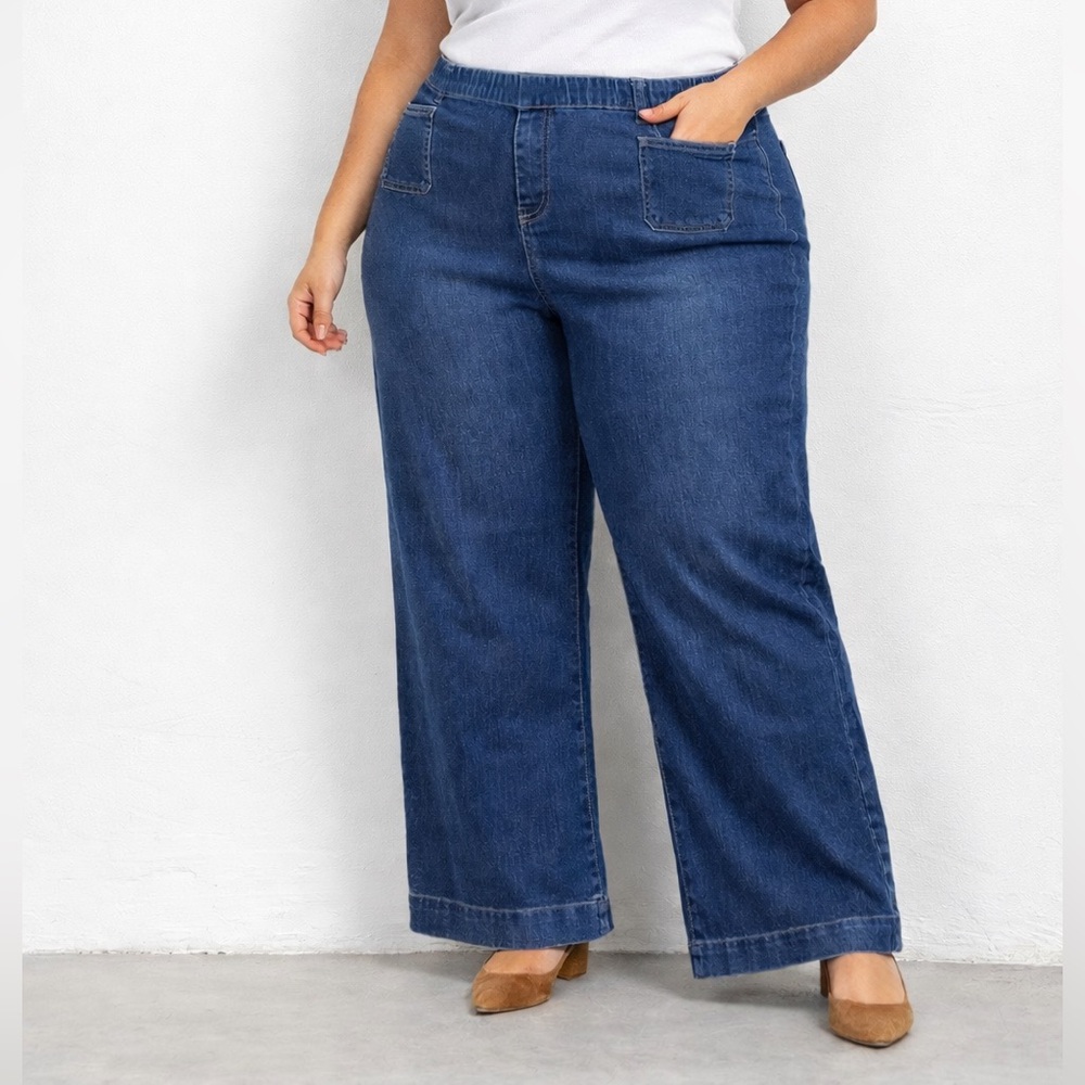 NWOT Women’s 3XL Stretch Pull-On Wide-Leg Jeans – Super Comfy